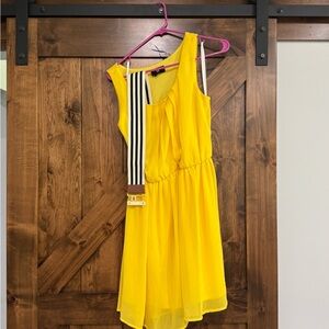 Iz Byer Bright Yellow Dress with Belt